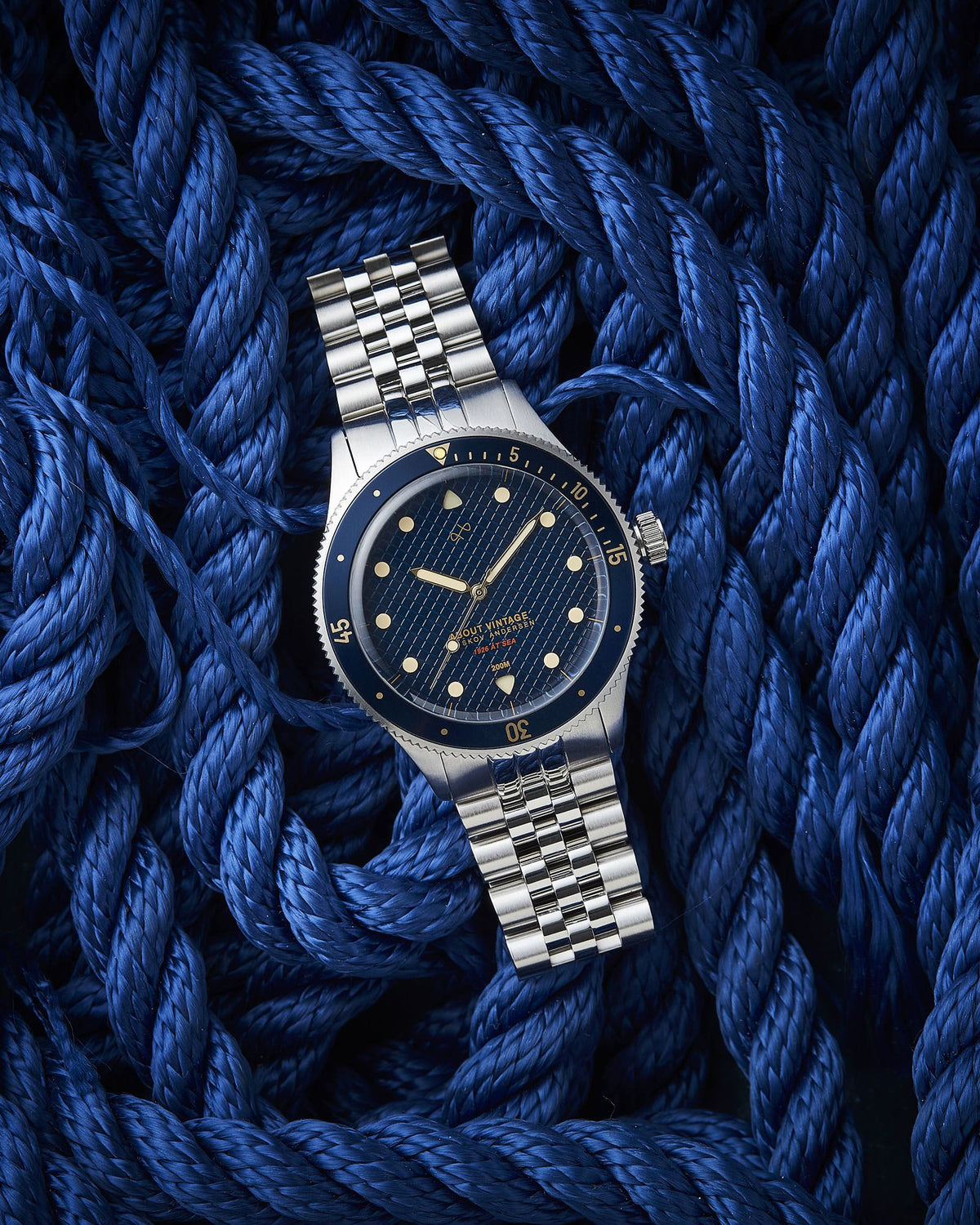 About Vintage - 1926 At'sea, Steel / Blue Turtle Vintage #Strap_3-link