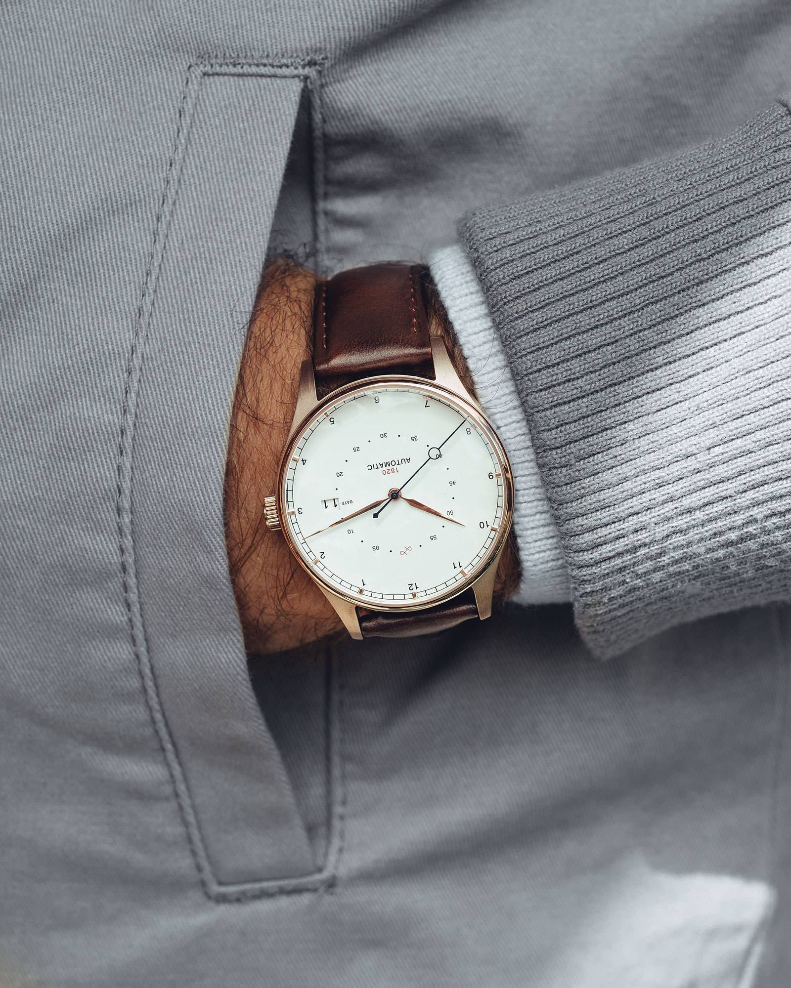 1820 Automatic, Rose Gold / White