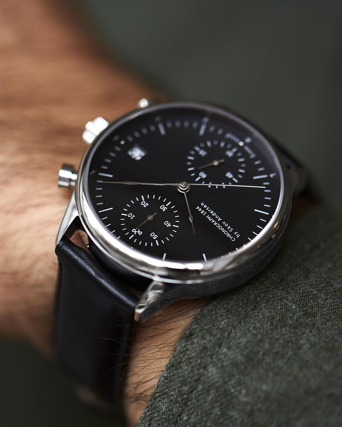 About Vintage - 1844 Chronograph, Steel / Black #Strap_Black
