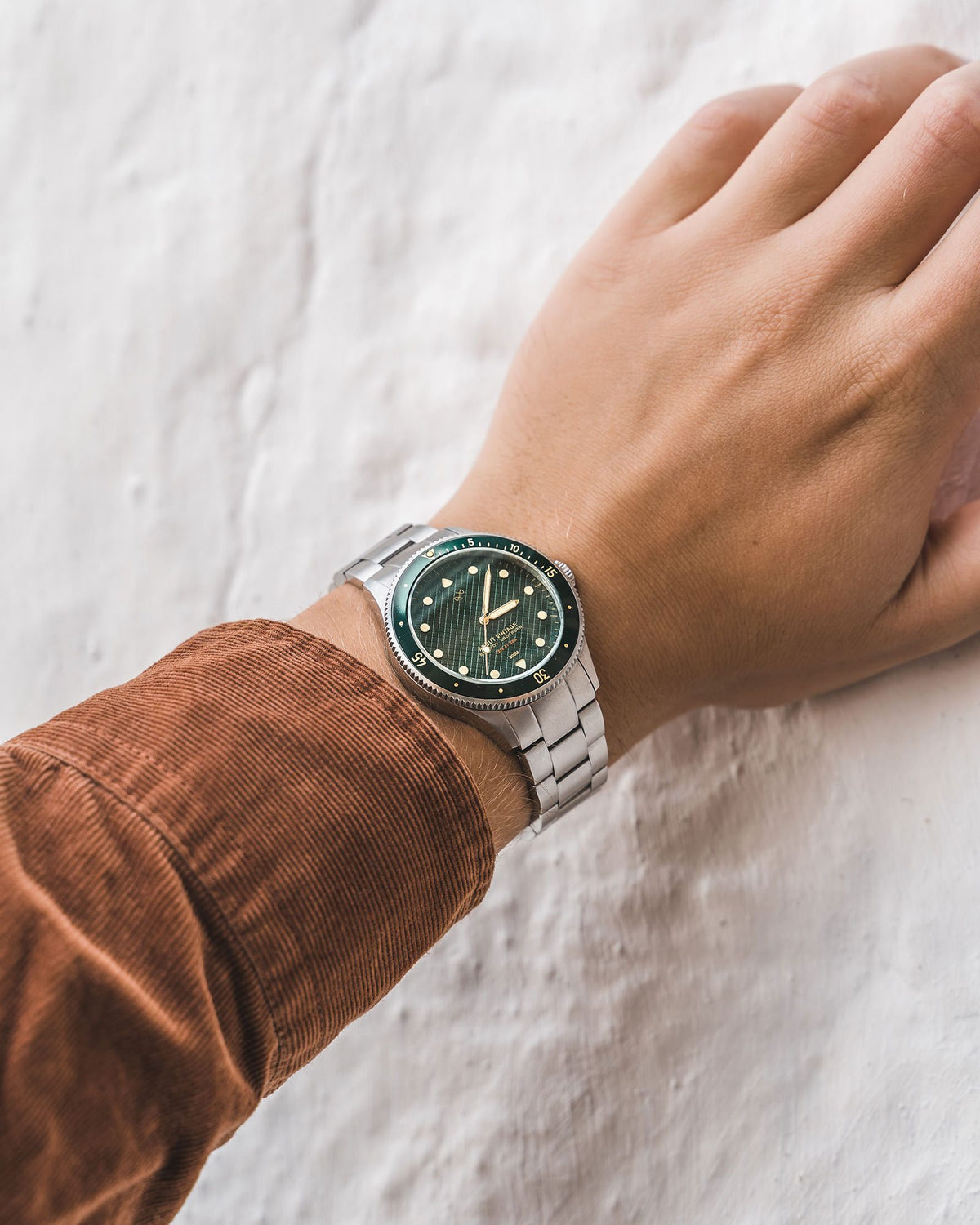 About Vintage - 1926 At'sea, Steel / Green Turtle Vintage #Strap_3-Link