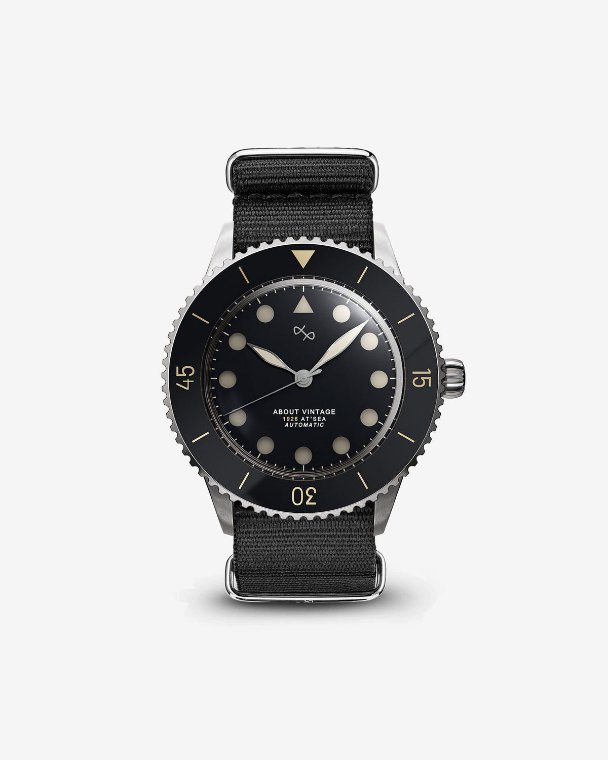 About Vintage - 1926 Automatic, Steel / Black Vintage #Strap_Black Nato