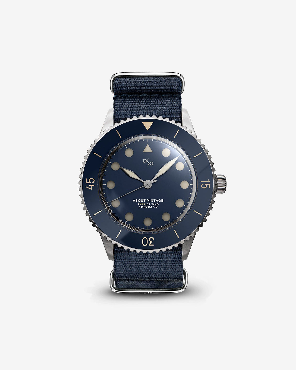 About Vintage - 1926 Automatic, Steel / Blue Vintage #Strap_Blue Nato