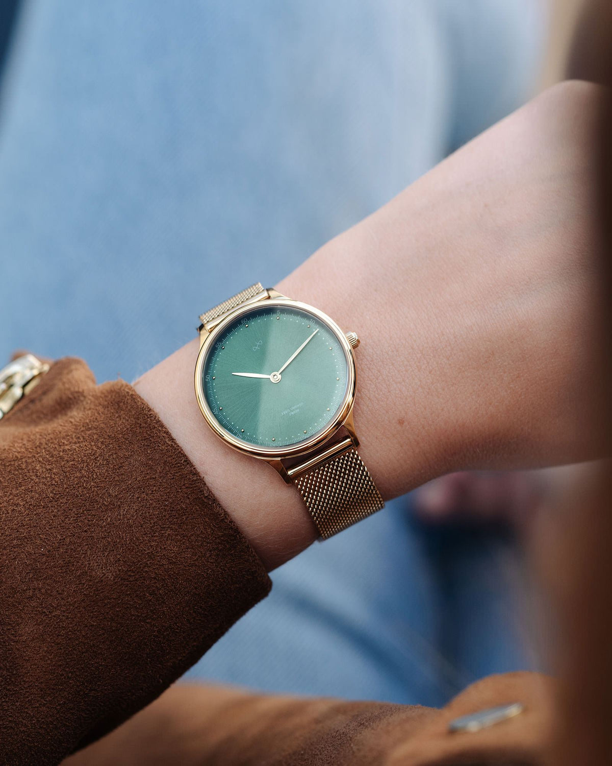 About Vintage - 1969 Petite, Gold / Green Sunray #Strap_Mesh Gold