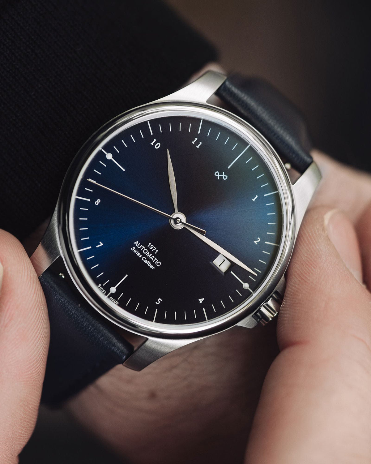 About Vintage - 1971 Automatic, Steel / Night Blue - Swiss Made #Strap_Blue