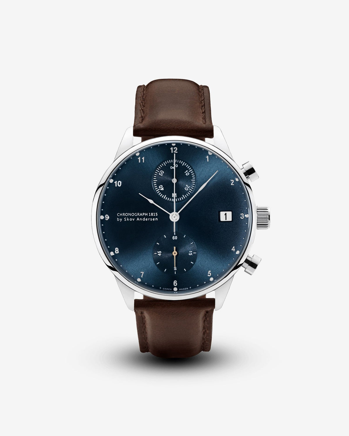 About Vintage - 1815 Chronograph, Steel / Blue Sunray #Strap_Dark Brown