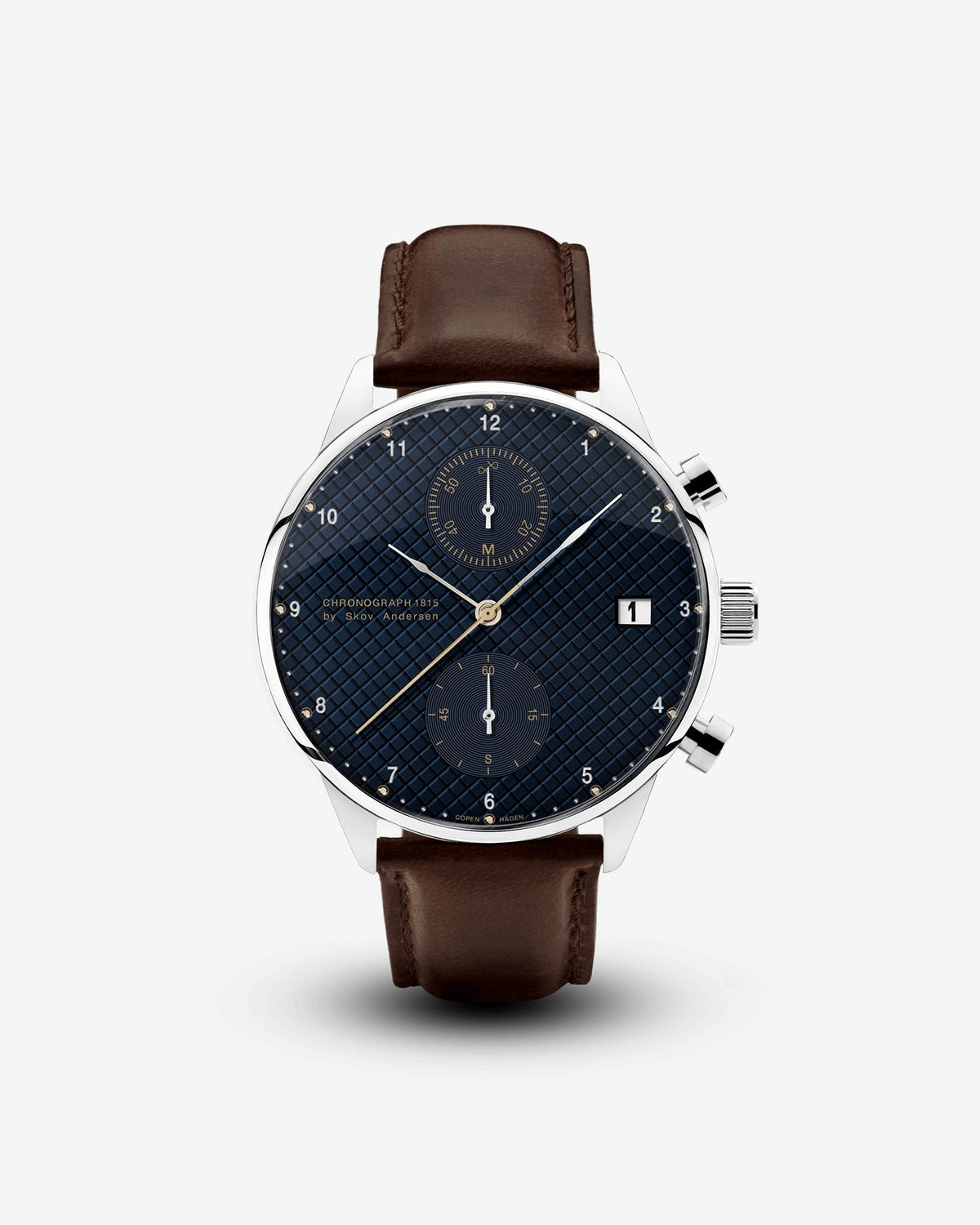 About Vintage - 1815 Chronograph, Steel / Blue Turtle #Strap_Dark Brown