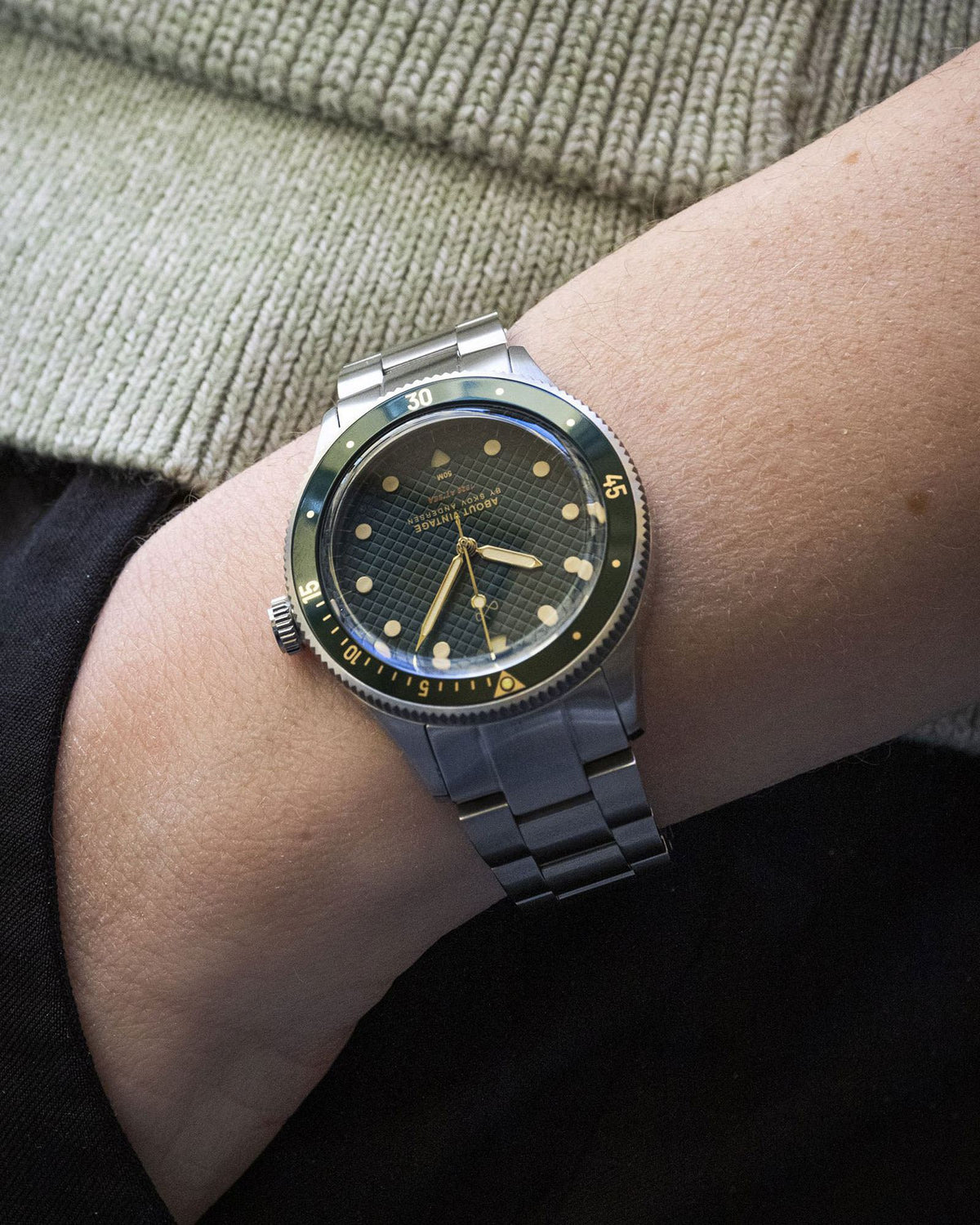 About Vintage - 1926 At'sea, Steel / Green Turtle Vintage – 36mm #Strap_3-Link