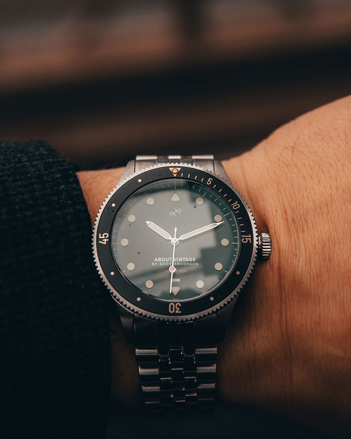 About Vintage - 1926 At'sea, Steel / Black Vintage #Strap_5-Link