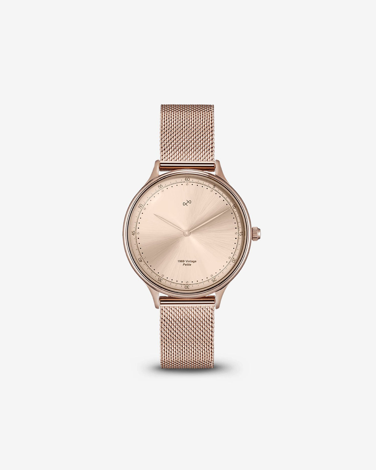 About Vintage - 1969 Petite, Rose Gold / Rose Gold Sunray #Strap_Mesh Rose Gold