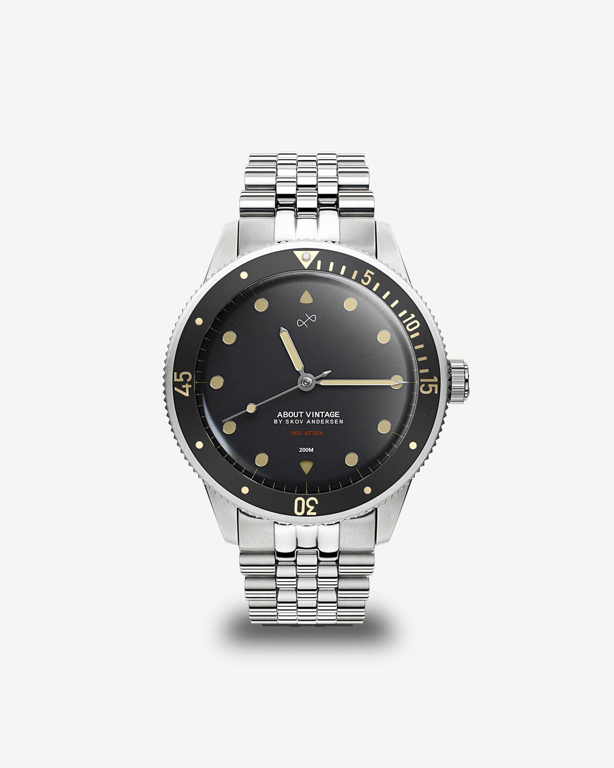 About Vintage - 1926 At'sea, Steel / Black Vintage #Strap_5-Link