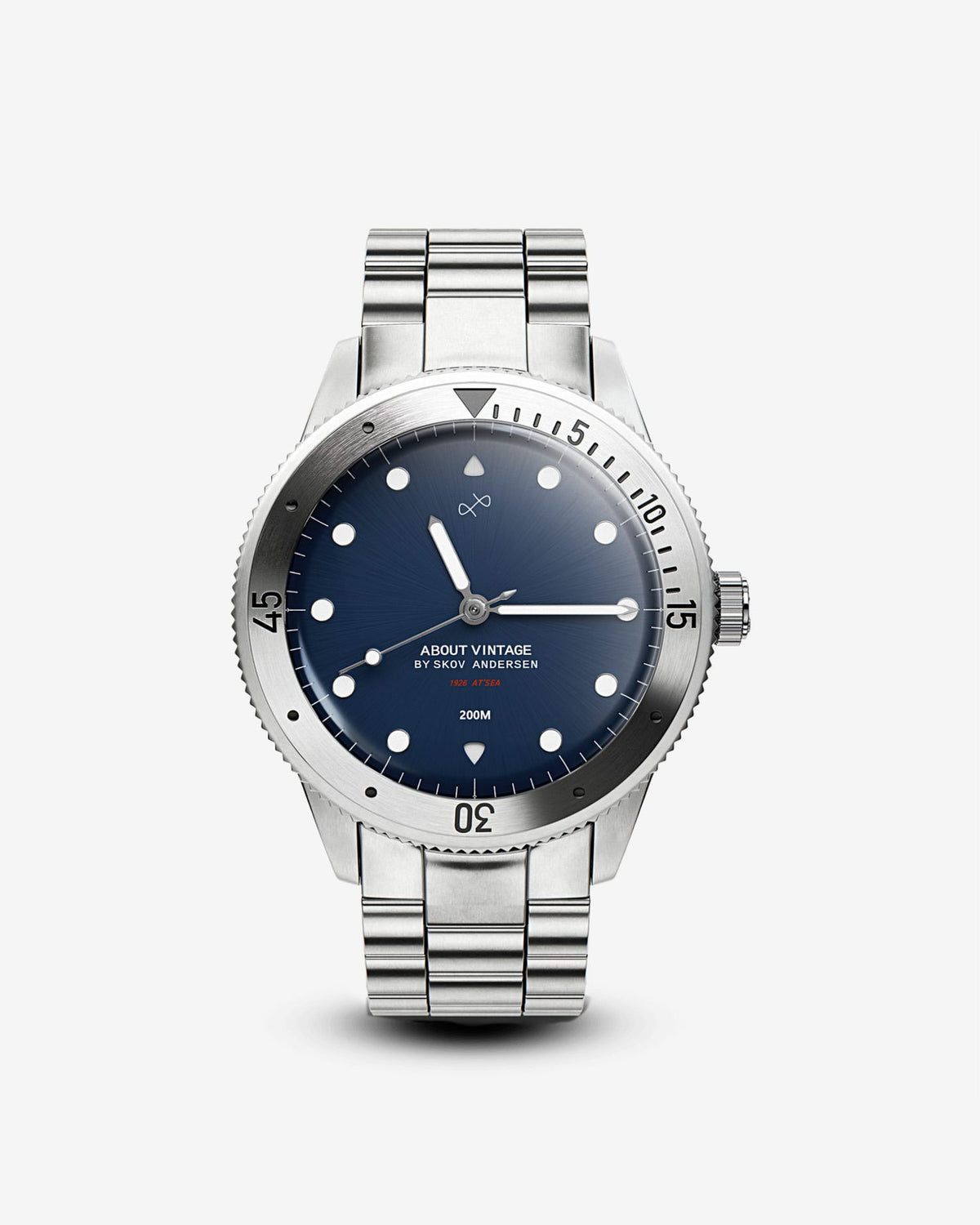 About Vintage - 1926 At'sea, Steel / Steel Blue #Strap_3-Link