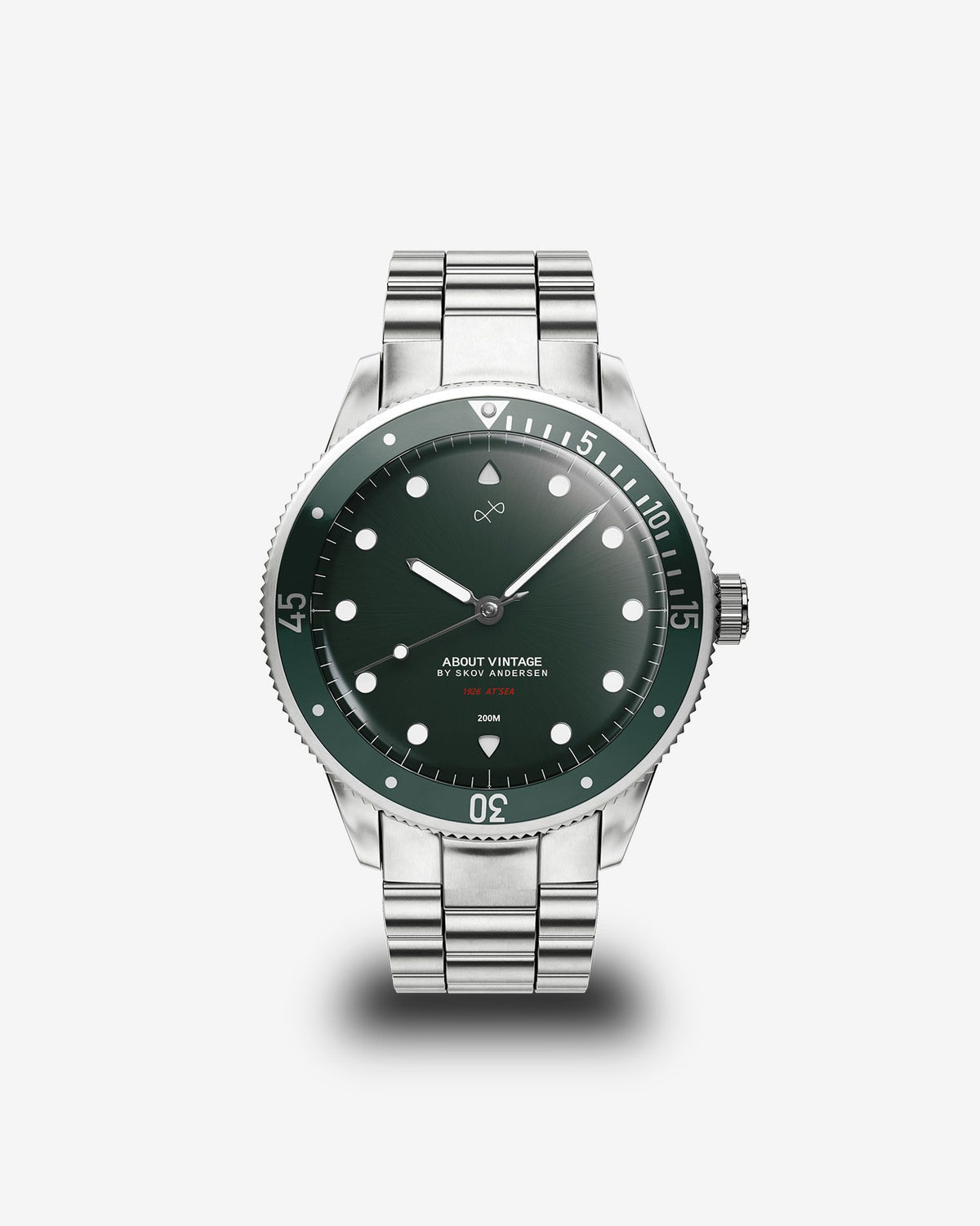 About Vintage - 1926 At'sea, Steel / Green Sunray #Strap_3-Link