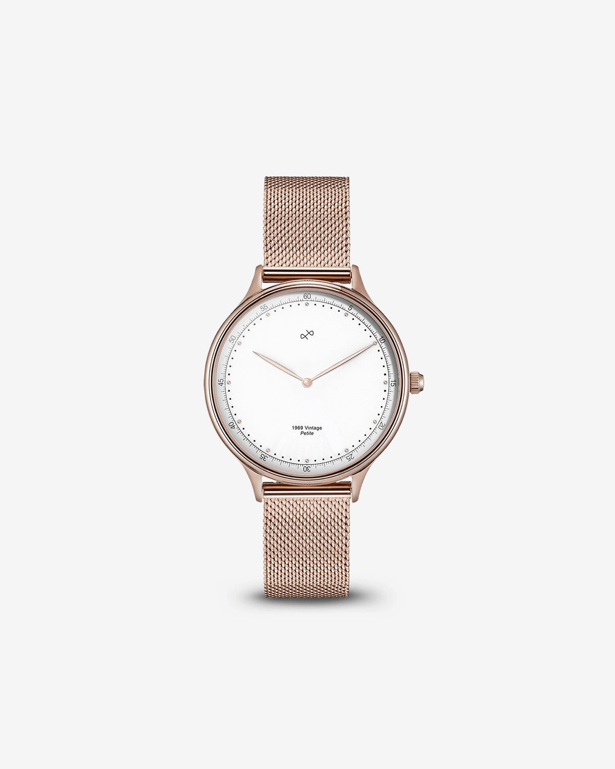 About Vintage - 1969 Petite, Rose Gold / White #Strap_Mesh Rose Gold