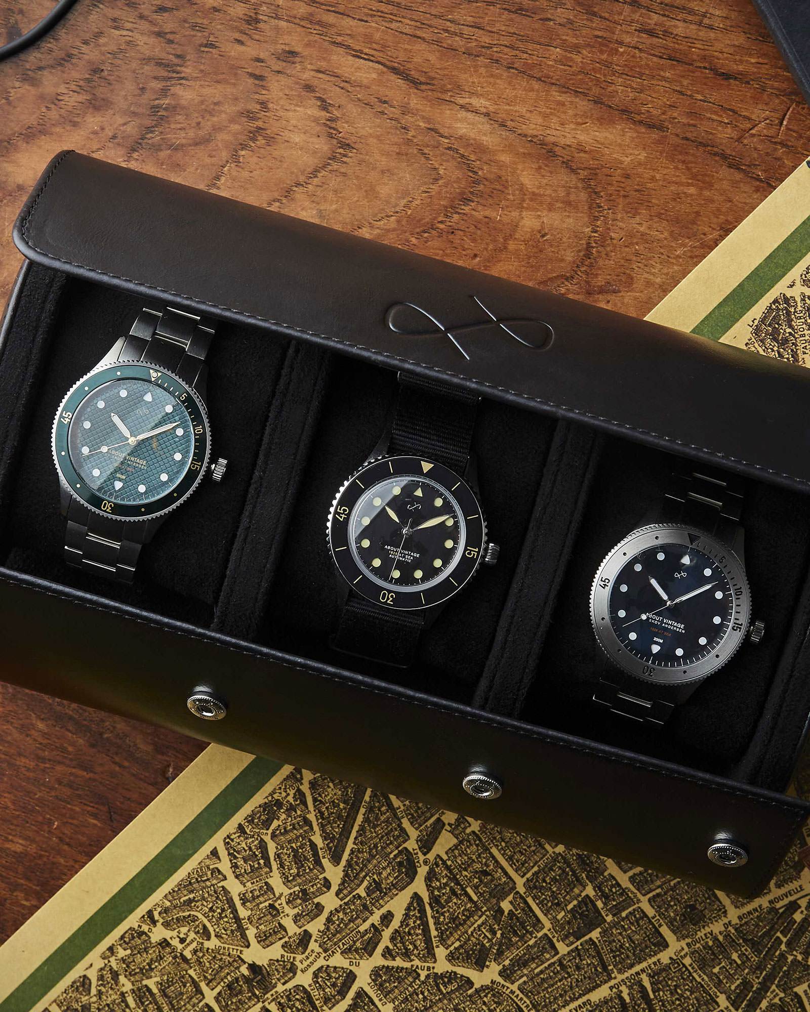 About Vintage - Watch Roll - Black