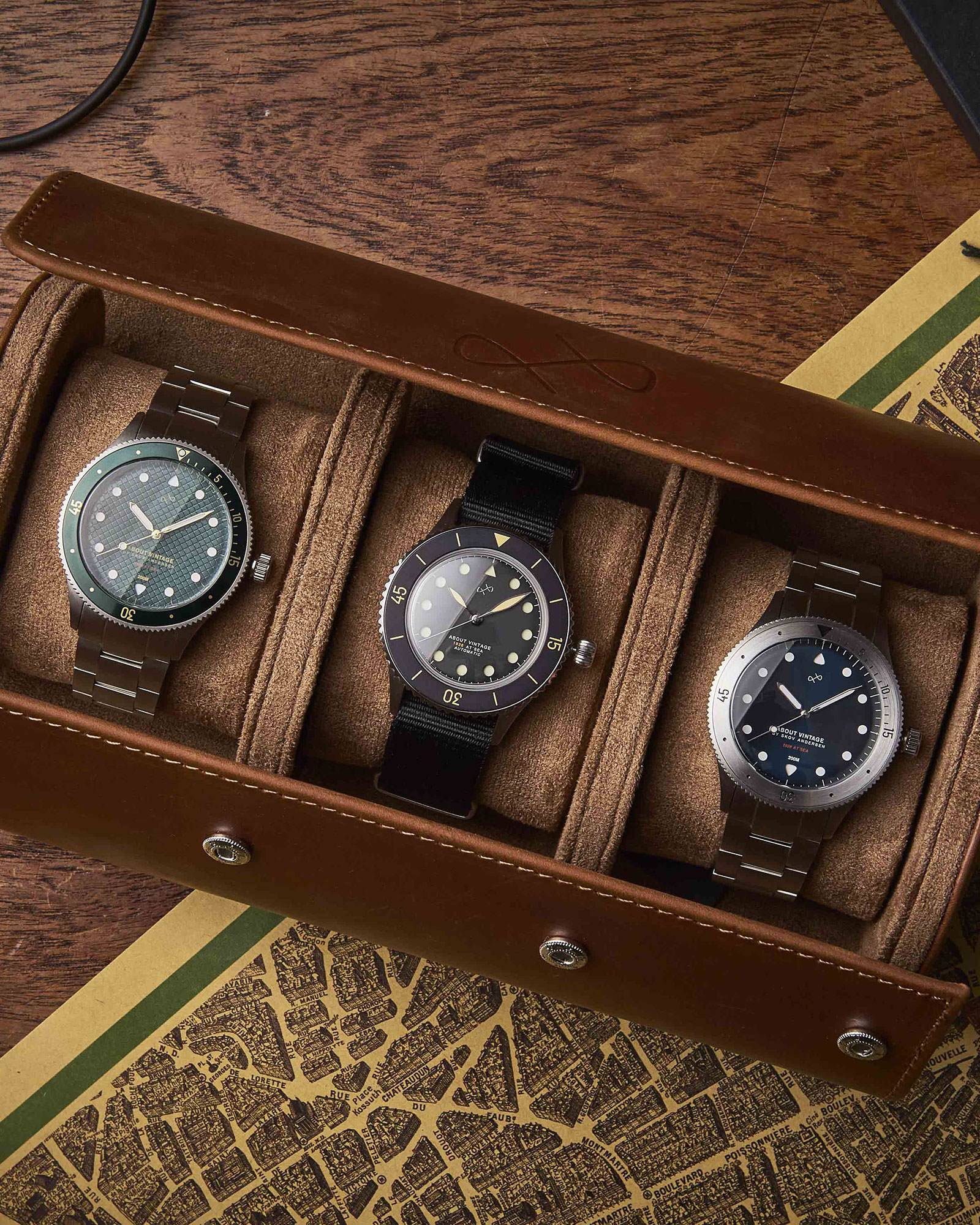 About Vintage - Watch Roll - Brown