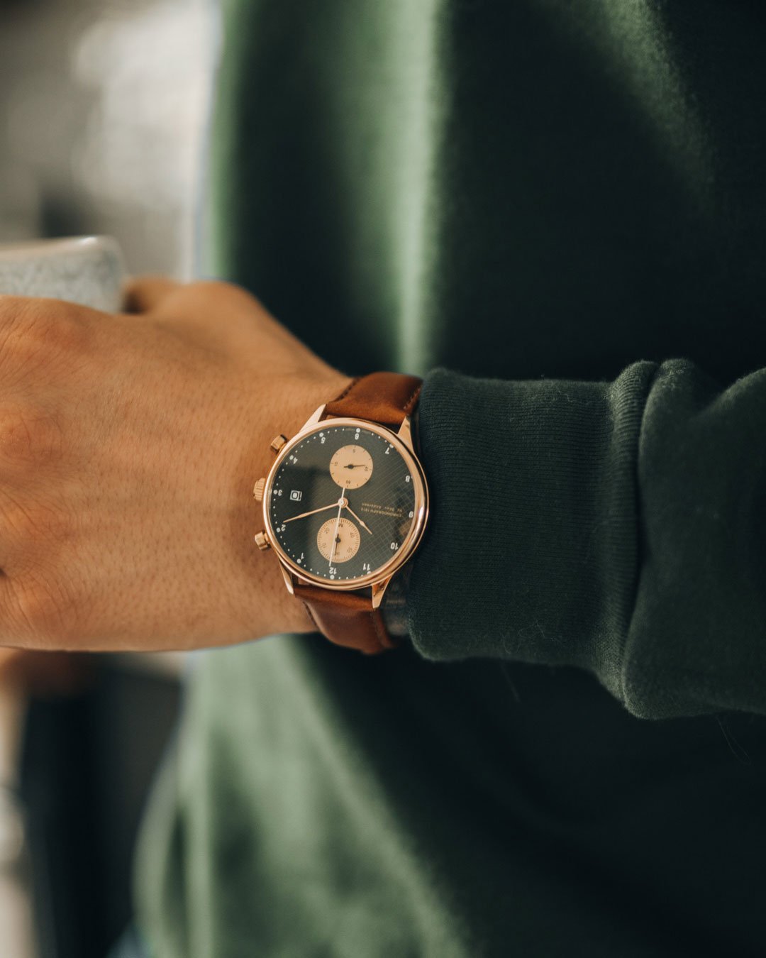 About Vintage - 1815 Chronograph, Rose Gold / Green Turtle Panda (Limited edition)