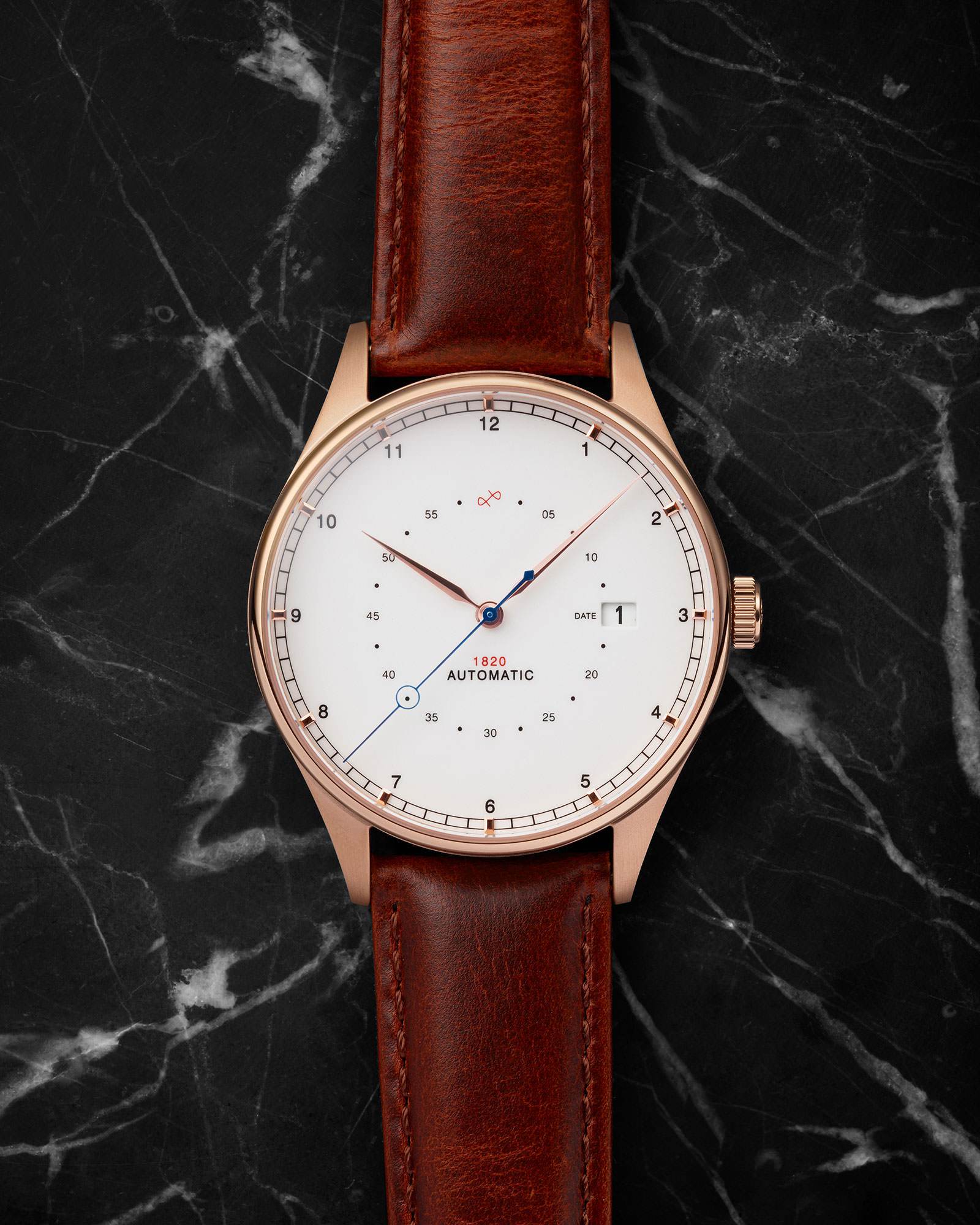 1820 Automatic, Rose Gold / White