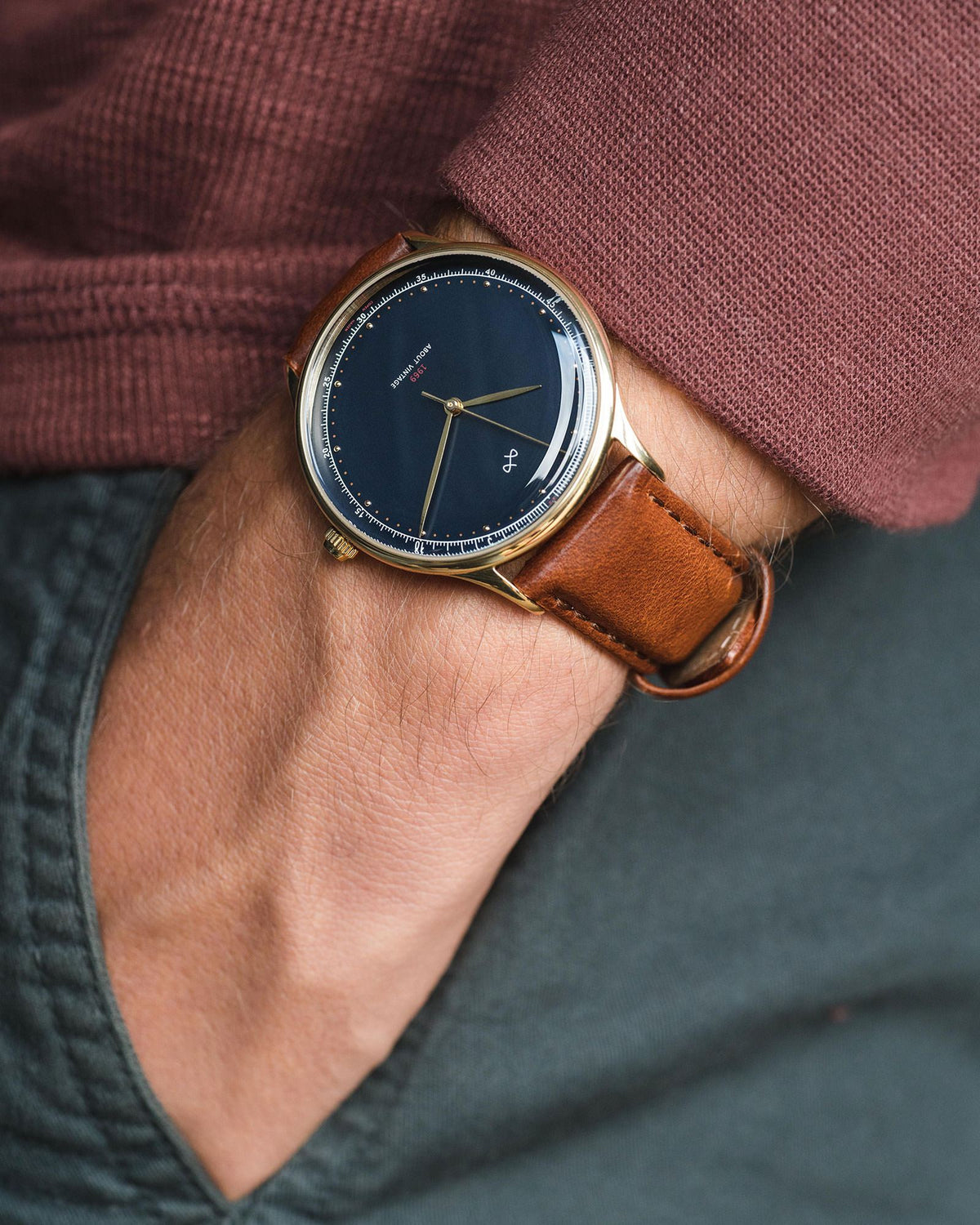 About Vintage - 1969 Vintage, Gold / Midnight Blue - Special Edition #Strap_Brown