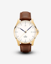 About Vintage - 1971 Automatic, Gold / White - Swiss Made #Strap_Brown