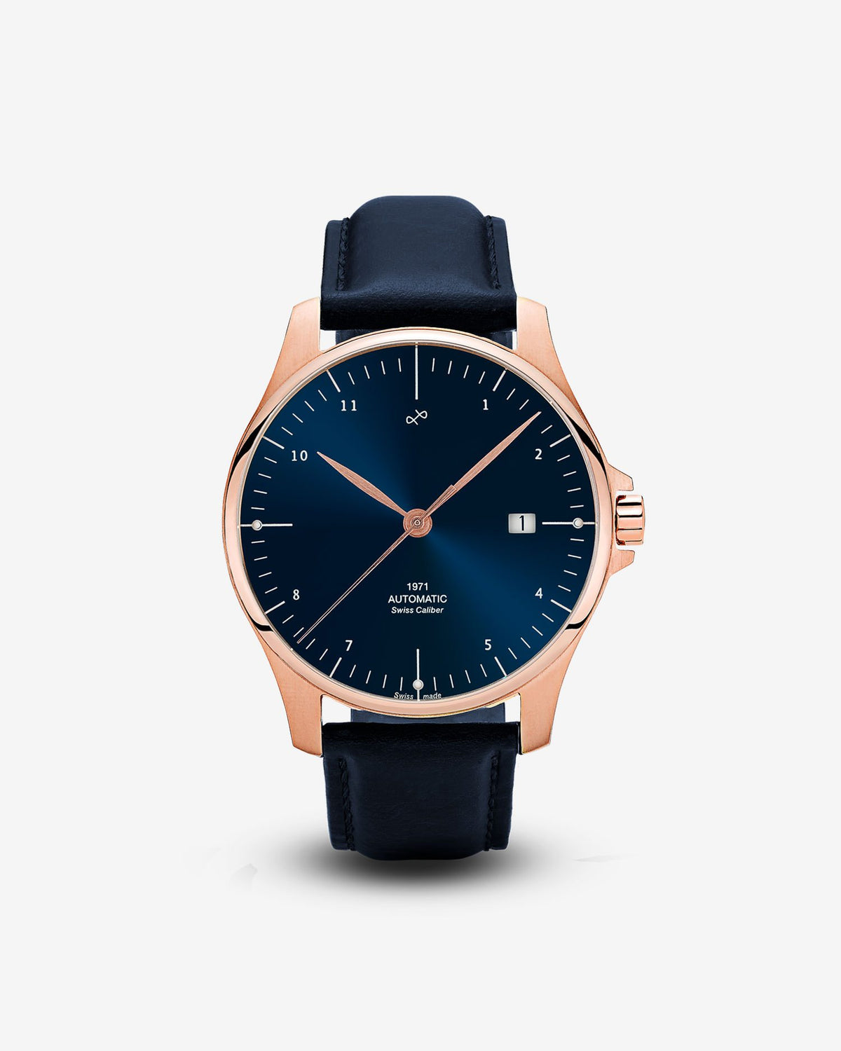 About Vintage - 1971 Automatic, Rose Gold / Night Blue - Swiss Made #Strap_Blue