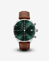 About Vintage - 1815 Chronograph, Steel / Green Sunray #Strap_Brown