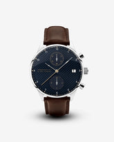 About Vintage - 1815 Chronograph, Steel / Blue Turtle #Strap_Dark Brown