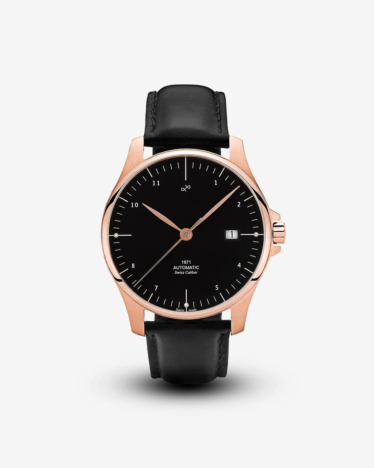 About Vintage - 1971 Automatic, Rose Gold / Black - Swiss Made #Strap_Black