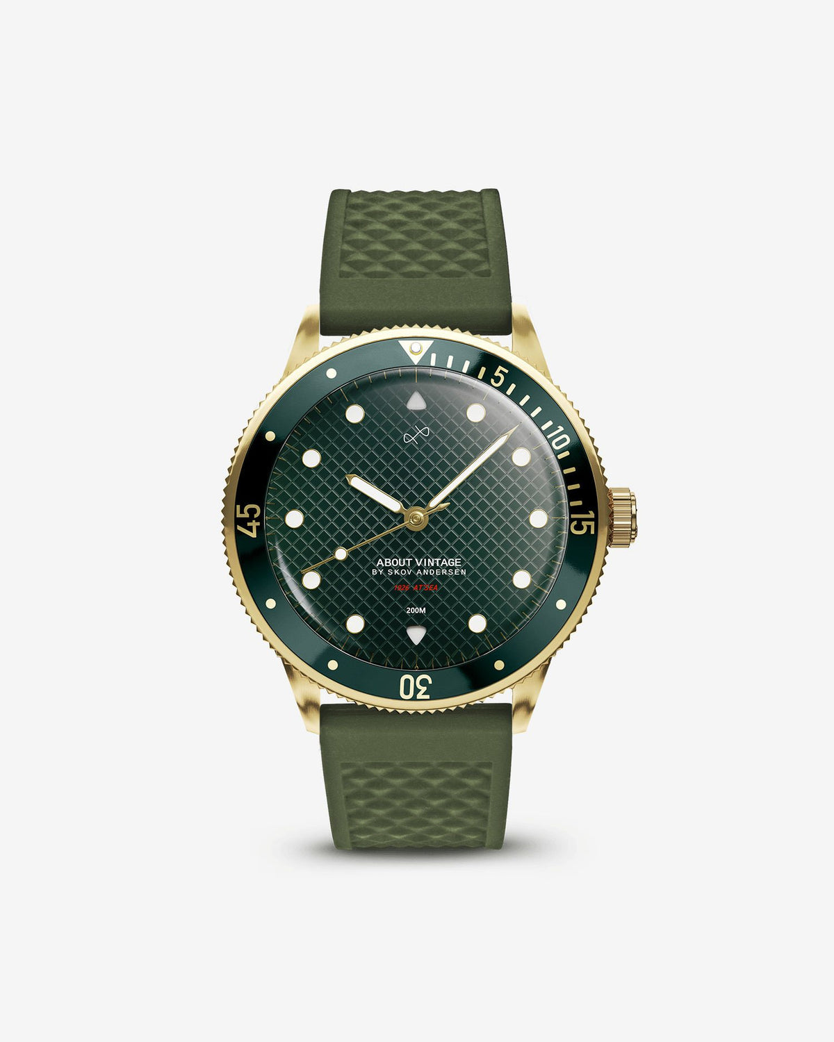 About Vintage - 1926 At'sea, Gold / Green Turtle #Strap_Green Silicone